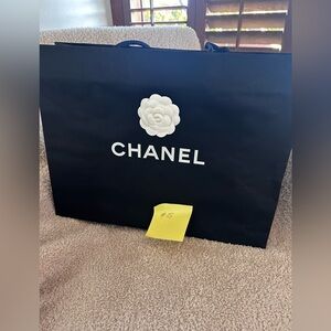 Chanel Black and White Floral Logo Bag